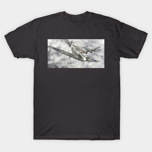 RAF Spitfire vs Bf110 T-Shirt by Aircraft.Lover
